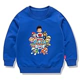 [Playcotton] パウパトロール 子供服 春秋 スウェット 長袖 クルーネック 男の子 女の子 綿100% キッズ 薄手 カジュアル 小学生 トップス プレゼント ディープブルー 110CM