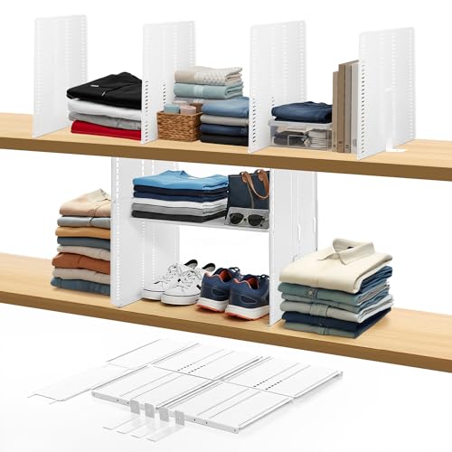Adjustable Height Strong Metal Shelf Divider Organizer for Kitchen, Bookshelves, Pantry, Closet. Will not Bend. Extendable Up to 14 inch.