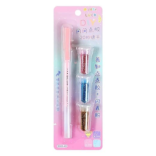 SAMVARDHAN Pen with Glitter Powder, Glue Pen Painting Tool Shiny Gloss Powder Quick Drying Glue Dot Glue Pen Accessories-image-36