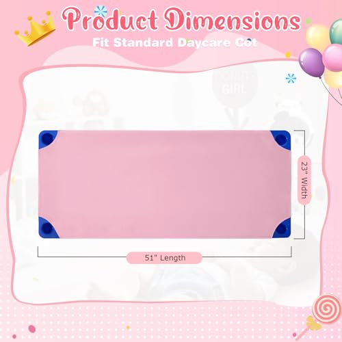 Image of Horbaunal 2 Pack Pink Cot Sheets for Daycare, 23 inch x 51 inch | Daycare Cot Sheets, Microfiber Fitted Cot Cover, for Preschool Kids Nap Time, Daycare Essentials