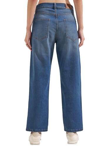 Image of Tokyo Talkies Women's Mid Rise Straight fit Wide Leg Trousers|Work Wear|Side Pockets