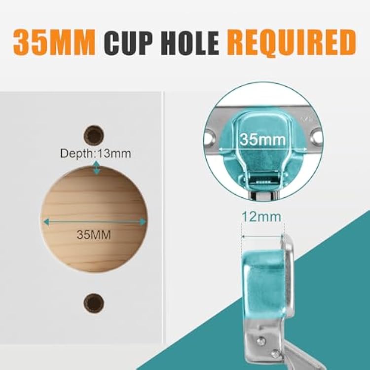 HBL' 50 Pack Soft Close Cabinet Hinges European Kitchen Cabinet Hinges for Frameless Cabinet Door, 35MM Quick Release Cup Hinges, 110 Full Overlay, 3D Adjustable and Slow Close Hinges