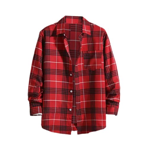 Men's Gingham Check Shirt Button Down Shirt Classic Long Sleeve Regular Fit Shirts Plaid Casual Shirts Long-Sleeve Chequered with Pocket Durable Wrinkle-Resistant Curved Hem Long Sleeve Top