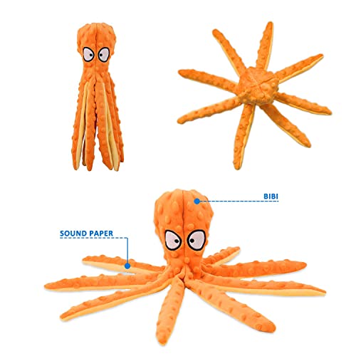 2er Pack Quietschendes Hundespielzeug Keine Füllung Oktopus Kauen Langeweile Interaktives Plüsch Crinkle Papier Kleine Mittelgroße Hunde Welpen Haustiere Training Langlebige Kinderkrankheiten Knochen