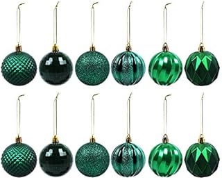 50mm , 12 Set Glitter Christmas Ornaments for Christmas Tree Shatterproof Ball Pendant Xmas Tree Decorative Hanging Baubles for Holiday Party Home Decor (A-Orange, 5cm/12pc)