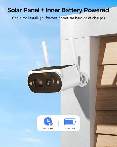 Wireless Outdoor Solar Security Camera System with 4 Cameras and NVR for Home Security (2K Resolution)