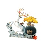 Folpus Adorno de Mesa, Estatuilla Decorativa de Ciervo, Estante de Almacenamiento de Llaves, Decoración del Hogar Feng Shui, Estatua de Resina de Alce para F, Azul