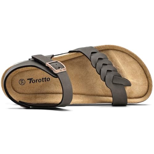 Image of Torotto Girls Boys Sandals with Cork Footbed Adjustable Buckle Summer Slides Flip Flops Open Toes Flat for Kids Toddler