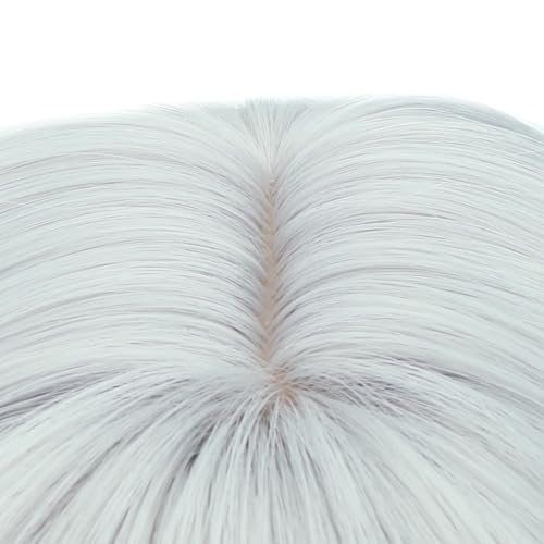 Image of PATTNIUM Grey Bob Wig for Kids Short Bob Gray Wig with Bangs Silver Wigs Girls Cosplay Party Synthetic Rose Net Daily Wear Wigs