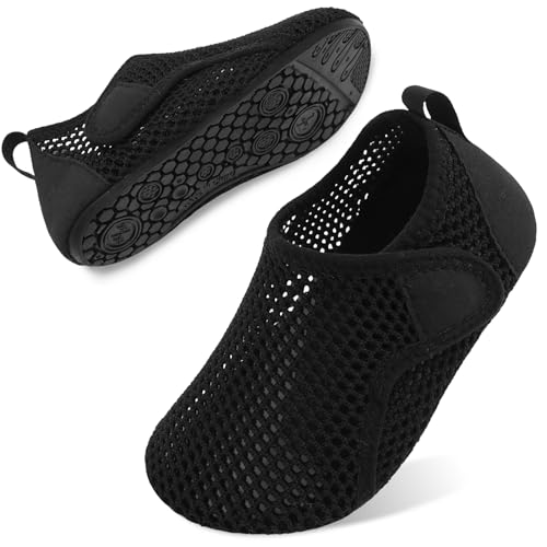 Besroad Toddler Water Shoes – Barefoot Aqua Socks for Beach, Pool, Surfing & Yoga – Black (Size 6‑7)