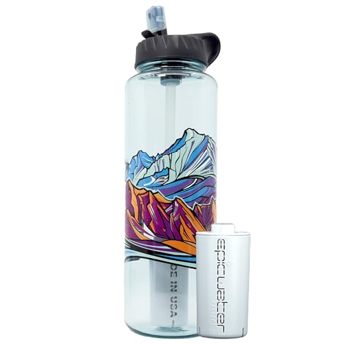 Epic Water Filters Nalgene OG Water Bottle with Filter, USA Made, BPA Free, Removes 99.99% Tap Water Contaminants, Forever Chemicals, Leggitt Art, 48 oz