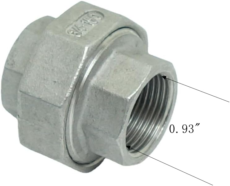 1 Piece Cast Pipe Fittings Threaded Union - 3/4" NPT Female Fitting Stainless Steel 304, Class 150