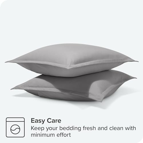 Bare Home Pillow Sham Covers 1800 Ultra-Soft Set of 2 (Euro, Light Grey) by Bare Home - Used condition - Image 8