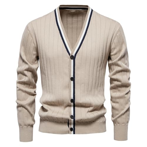 Jersey de punto para hombre con acabado suave cárdigan elegante de cuello en V para invierno 6