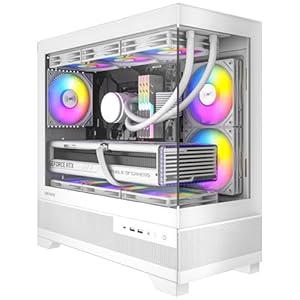 Aqua 5, Micro ATX Case, Support 360mm Radiator, 3 * 120mm ARGB Fan Pre-Installed MATX PC Case, Panoramic View Tempered Glass Front & Side Panel, with Type C Port, White