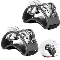 Fuß Tamburin, Foot Tambourine, Tamburine für Erwachsene, Fuß Shaker Metall, Fuß Schütteln Tamburin, Geeignet für Akustische Darbietungen und Improvisationen, 2 Stück, Schwarz