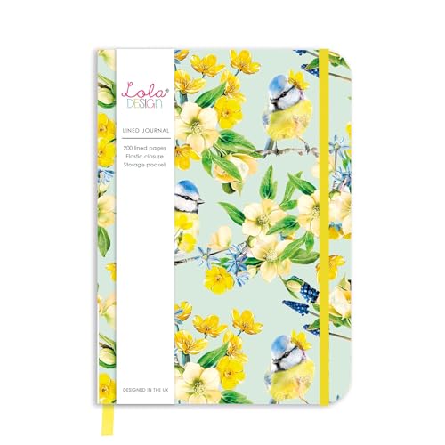 Lola Design - Hardback Journal Notebook, Blue Tit Bird Design - Ideal for Gifting, Journaling & Travel - With Elastic Closure, Storage Pocket & Paper, Matte-finish Board Cover - 200 Lined Pages Lola Design - Hardback Journal Notebook, Blue Tit Bird Design - Ideal for Gifting, Journaling & Travel - With Elastic Closure, Storage Pocket & Paper, Matte-finish Board Cover - 200 Lined Pages