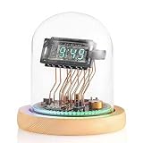 Écran rétro et de qualité faite à la main : utilise un écran d'horloge transparent spécial avec des couleurs d'affichage douces pour un attrait visuel amélioré. La base en bois personnalisée, le boîtier rond transparent et le câblage méticuleusement conçu créent un look attrayant et unique.