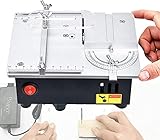 □ [Pequeño y portátil]: El tamaño de la sierra de mesa pequeña DIY es de 18 cm de largo, 14 cm de ancho, 8 cm de altura, y pesa solo 2 kg.Es compacto y fácil de llevar.Se puede cortar con una variedad de materiales, como PCB, pequeños palos de madera, acrílico, latas, chapa, aleación de aluminio y otros materiales.