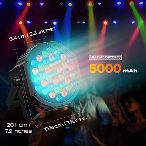 Rechargeable Par Can Lights U`king Wireless Led Uplights Battery Powered Uplighting With Rgb 36W Stage Lighting Up Lights For Wedding Dj Disco Events Indoor Dance Party Church Live (4 Pack) #TOP1