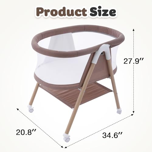 GYARING Baby bassinets,3 in1 Baby Crib, Sturdy, Portable & Easy to Assemble,Mosquito net and Portable Bag Included. (Khaki) by GYARING - Image 9