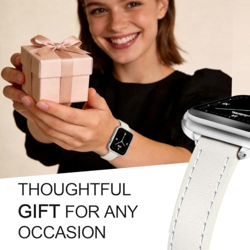 Image of JR.DM Slim Leather Bands Compatible with Apple Watch Band 38mm-49mm | Genuine Leather Thin Band Feminine Design Strap for Iwatch Ultra SE Series 11 10 9 8 7 6 5 4 3 2 1