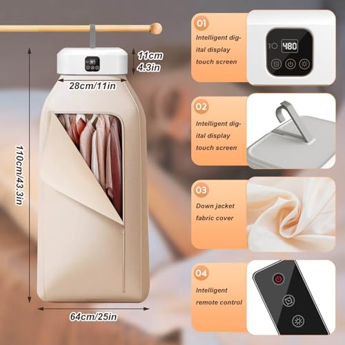 Image of Portable Electric Tumble Dryer, Hot Air Dryer, with Timer UV Sterilization, Hot Air Cabinet for Apartment, Suitable for Clothes, Underwear, Baby Clothes