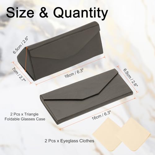 Image of PATIKIL Foldable Glasses Case, Triangle Magnetic Sunglasses Organizer Case PU Leather Eyeglass Case with Cloth for Glasses