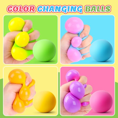 Image of Stress Balls 4 Pack for Adults and Kids, Color Changing Squeeze Toys