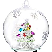 Christmas Tree Glass Snow Globe - Color Changing LED Ornament Decor Lighted for Christmas Tabletop Decorations Home Decor Kids GiftNo Liquid No Music