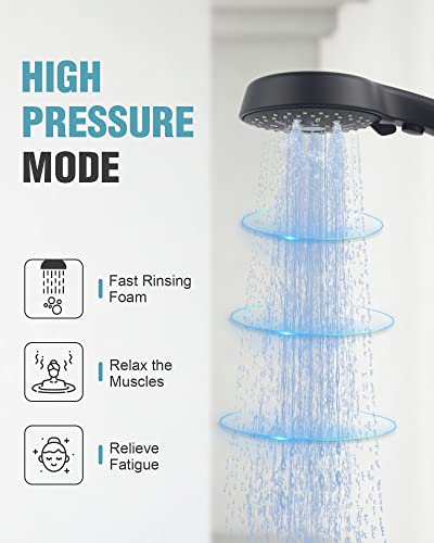 High Pressure Shower Head-12 Functions Handheld Showerheads With Button For Pets Dog Bath, Detachable Water Saver Hand Shower Wand 59" Shower Hose Bracket Teflon Tape Rubber Washers (Matte Black) #TOP4
