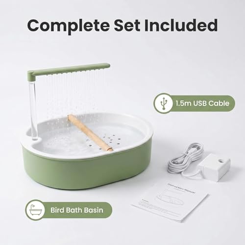 Baño para pájaros a prueba de salpicaduras con ducha automática USB 6