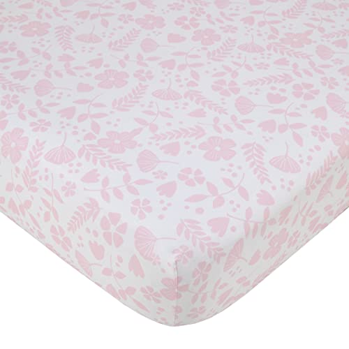 Nojo Little Love Beautiful Blooms Pink, White, And Grey Floral 3 Piece Nursery Crib Bedding Set - Comforter, Fitted Crib Sheet And Crib Skirt #TOP2