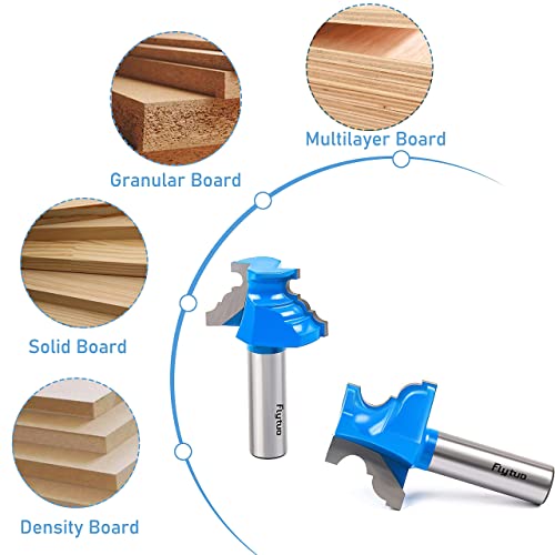 Flytuo 2Pcs Bullnose Router Bits Set 1/2 Shank, Architectural Molding Router Bit Set, Corner Rounding Edge-Forming Roundover Beading Router Bits For Woodworking Milling Tools #TOP6