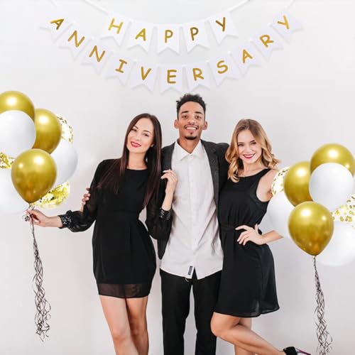 Image of Happy Anniversary Banner Valentines Day Wedding Party Decorations Love Party and Background Indoor Outdoor Decorations (Banner Balloon)