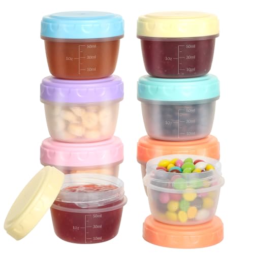 VINATO 6 Piezas Envases de Plástico con Tapa, Botes Cocina, Recipientes Herméticos para Alimentos Pequeños 80ml Sin BPA - Para Salsas, Especias & Snacks