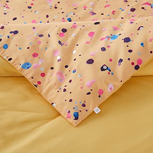 Meeting Story Rainbow Spot Gold Metallic Comforter,Galaxy Design Modern Trendy All Season Bedding Set For All Season,Kids Teens,Boys Girls (Yellow, Twin) #TOP7