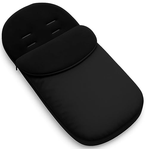 BABYMAM Universal Baby Footmuff for Pushchair & Stroller – Warm Fleece Lining, Water-Resistant, 2-in-1 Cosy Toes, (Black)