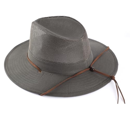 Image of Home Prefer Cotton Summer Fedora Hat Wide Brim Sun Hats for Men Women UPF 50+ Sun Protection Cap for Fishing Hiking