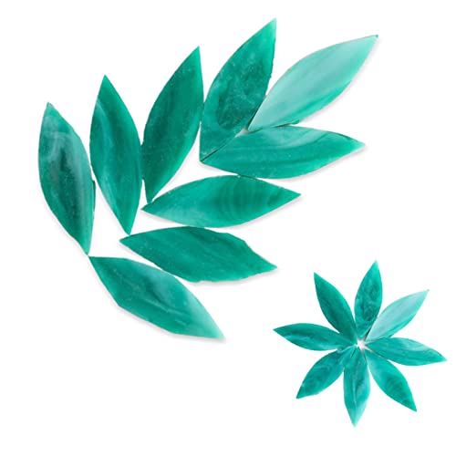 Glass Mosaic Tiles For Crafts, Petal Leaves Shape Mosaic Pieces For Craft Supplies (1.1X2.5 Cm,80Pcs/100G) (Peacock Green) #TOP18
