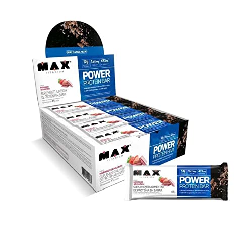 Max Titanium Power Protein Bar Caixa Com 12 Unidades (492G) - Morango