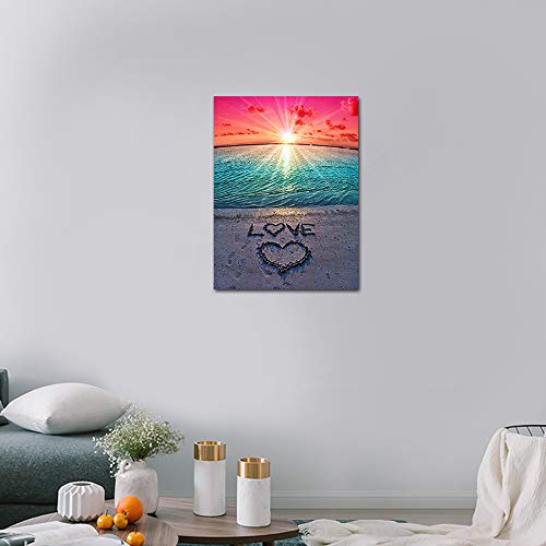 Agcary Beach Love Sunset Poster With Framed Print Canvas Painting Picture Wall Art For Home Decorations Wall Decor 12 X 16 #TOP3