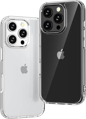 Image of ClearShield Transparent Back Cover for iPhone 16 Pro, Hybrid PC & TPU Shockproof Design, 360 Degree Protection Crystal Clear Case, Anti-Scratch Armor Mobile Phone Cover