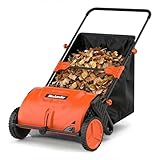 Manual Push Lawn Sweeper 21-Inch Wide Path, Walk-Behind Leaf & Grass Sweeper with Adjustable Height and 3.5 Cu. Ft. Collection Hopper for Lawn, Yard and Garden Cleanup