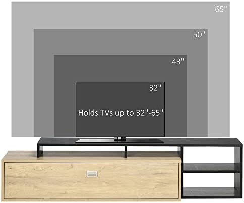 HOMCOM TV Unit Cabinet for TVs up to 32"-65", TV Stand with Storage Shelves and Cupboard for Living Room