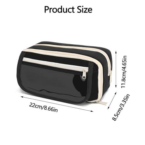 Image of Zibuyu Large Capacity Pencil Pouch for Girls & Boys, 9-Layer Pencil Case | Clear Mesh Pockets, Multipurpose Pouch for Stationery Items, Makeup, Accessories, Black
