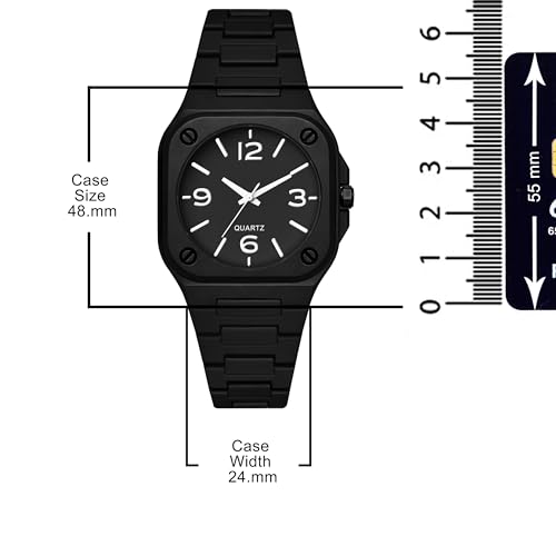 Image of Acnos Men's Premium Fiber Quartz Analog Watch - Luxury Square Dial Casual & Business Wrist Watch for Men