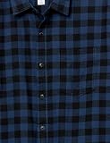 Amazon Essentials Men's Koszula flanelowa z długim rękawem (dostępna w wersjach Big i Tall), Czarny Niebieski Kratka, XL