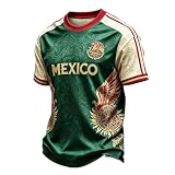 Mexico Jersey Men's Playeras de Mexico Soccer Jersey Soccer Cup 2026 Short Sleeve Athletic T-Shirt Black Gold Cultural Graphic Digital Print Activewear for World Foot Ball Fans Tees Green Large