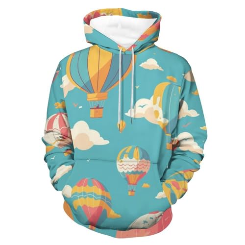 Sweat à Capuche Montgolfière de Dessin animé Hoodie Unisexe Taille S